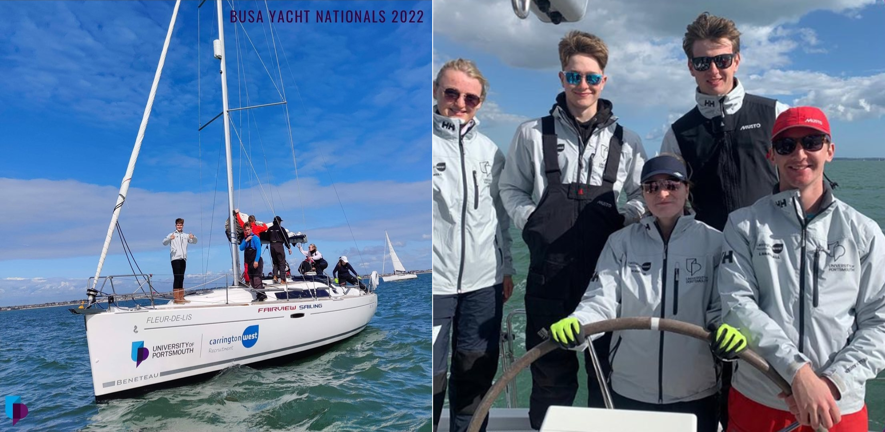 University of Portsmouth Sailing Club team and boat BUSA Yacht Nationals 2022 