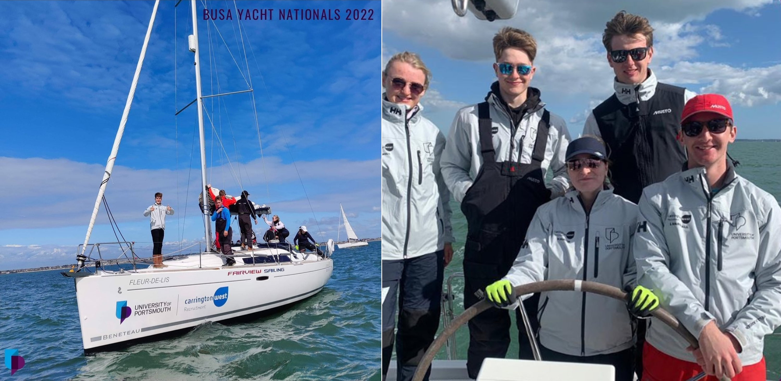 University of Portsmouth Sailing Club team and boat BUSA Yacht Nationals 2022