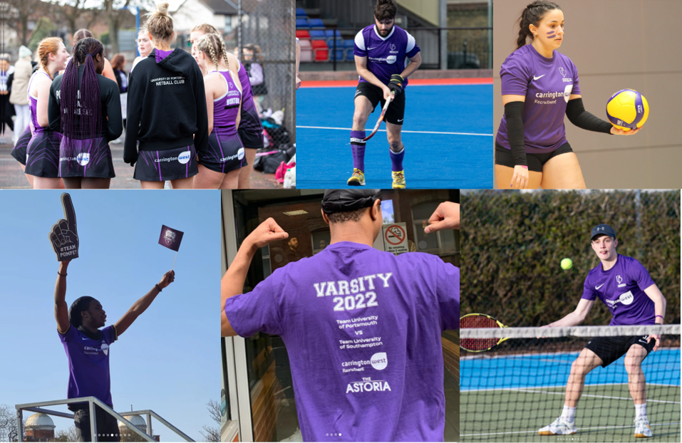 Collage of University of Portsmouth Sports varsity 2022 students