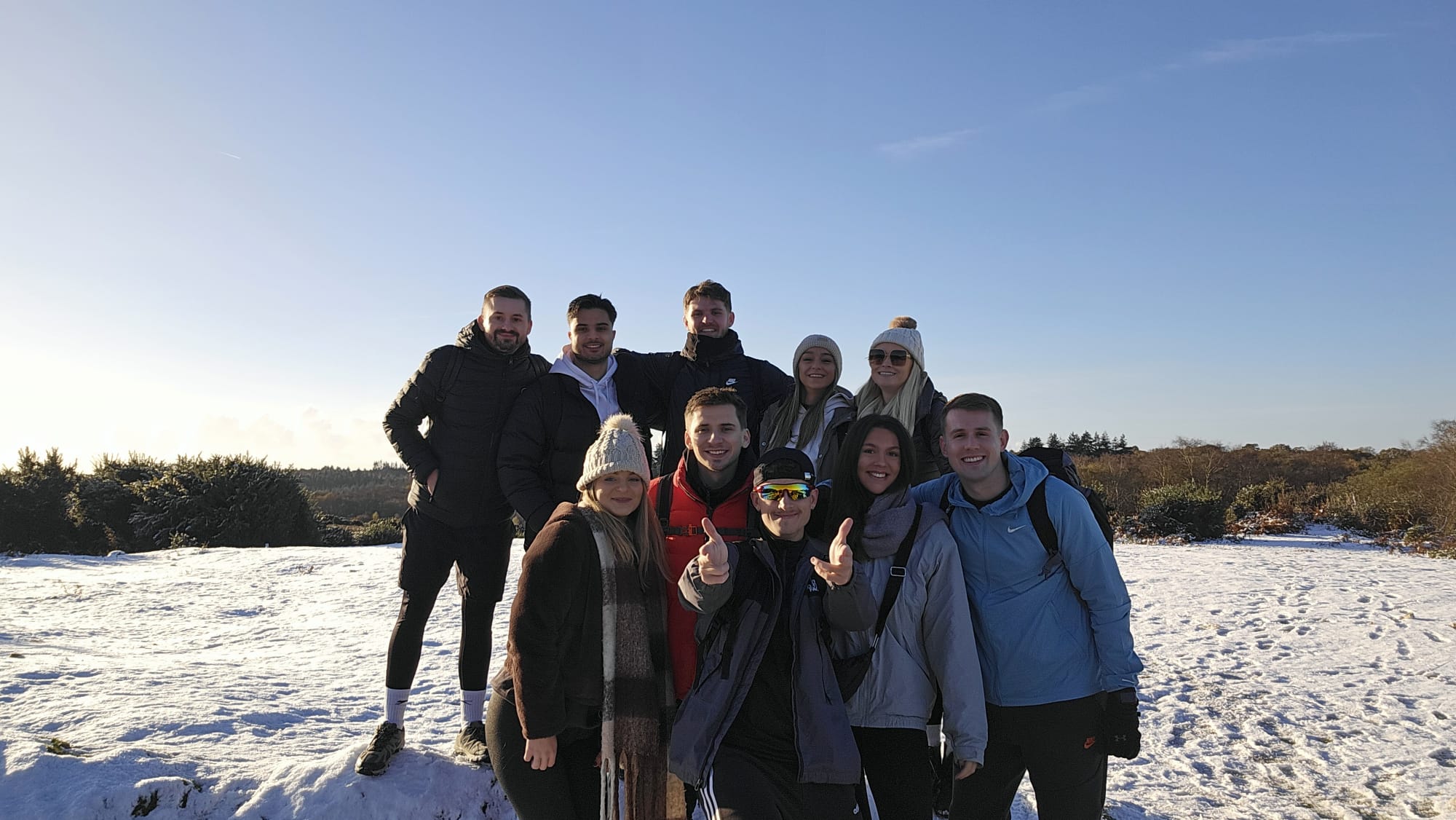 Highways team members on the snowy walk round the New Forest in support of Mind