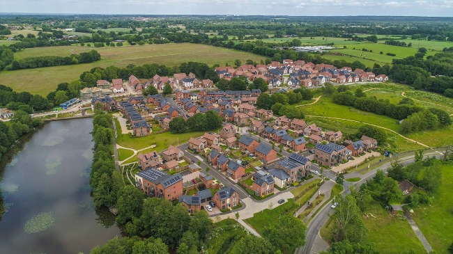 View of a town in the English countryside