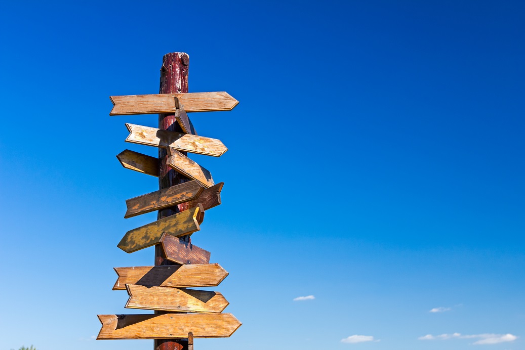 Sign showing lots of different directions