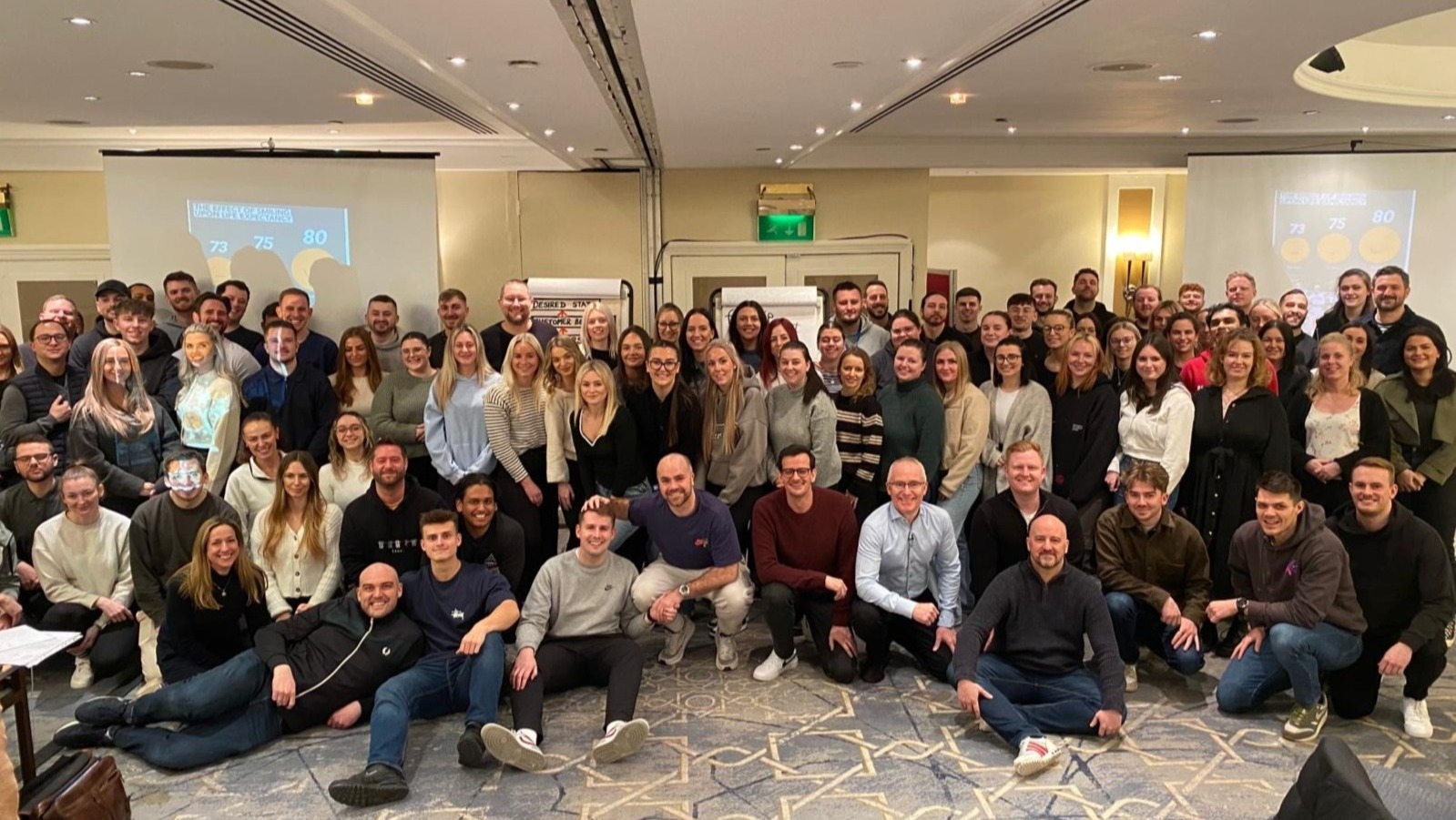 Carrington West team members at a local hotel after being delivered an excellent training and development session by a keynote speaker