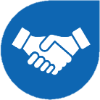Icon showing a handshake, showing our collaborative, team-oriented approach to our work