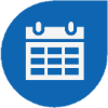 Icon with a calendar implying a packed itinerary of social events