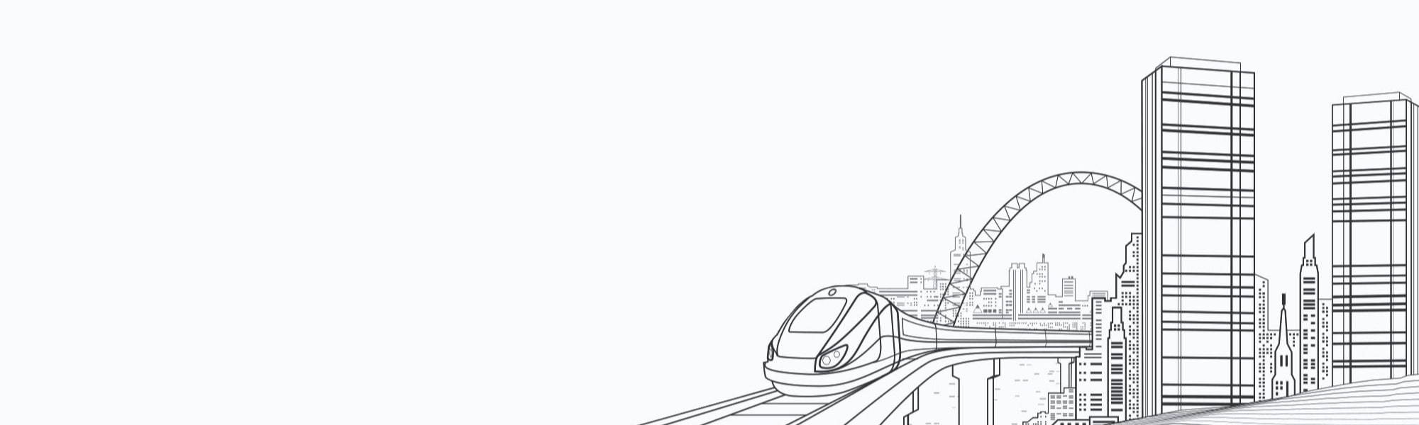 Banner image of cityscape with train